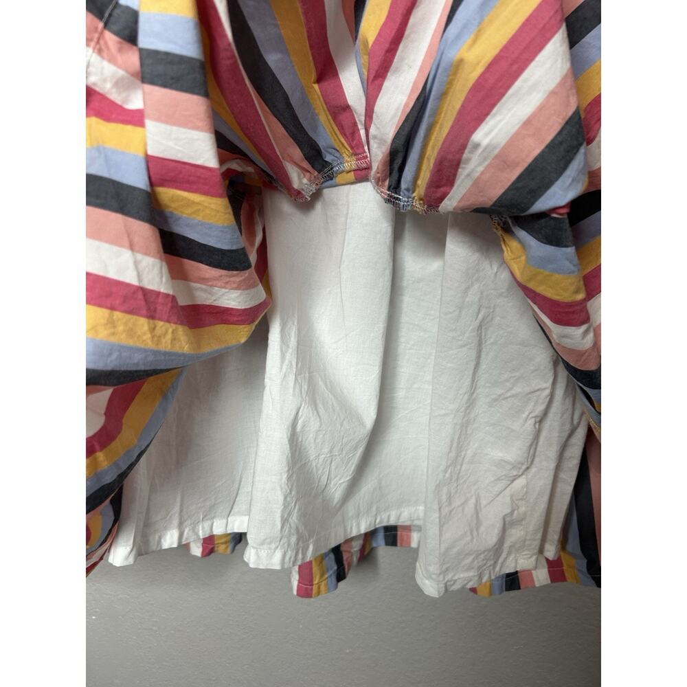 J Crew Tiered Popover Dress Rainbow Striped Cotton Poplin Long Sleeve Petite Med - Picture 4 of 9